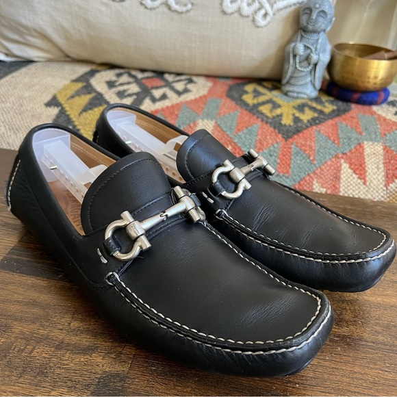 Salvatore Ferragamo ‘Parigi 5’ $795 Horsebit Drives Loafers Black Leather 7.5 - Picture 5 of 17